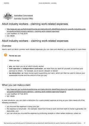 Claiming Work-Related Expenses Adult Industry Workers