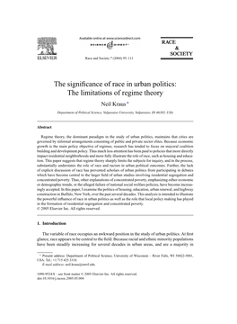 The Significance of Race in Urban Politics