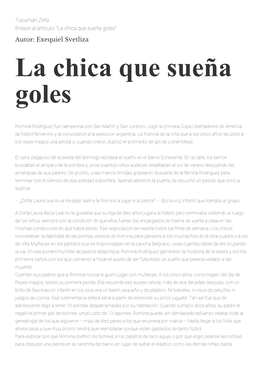 La Chica Que Sueña Goles" Autor: Exequiel Svetliza La Chica Que Sueña Goles