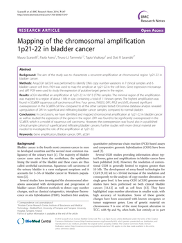 Mapping of the Chromosomal Amplification 1P21-22 in Bladder Cancer Mauro Scaravilli1, Paola Asero1, Teuvo LJ Tammela1,2, Tapio Visakorpi1 and Outi R Saramäki1*
