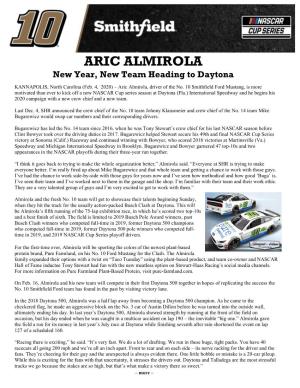 ARIC ALMIROLA New Year, New Team Heading to Daytona