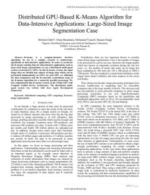 Distributed GPU-Based K-Means Algorithm for Data-Intensive Applications: Large-Sized Image Segmentation Case