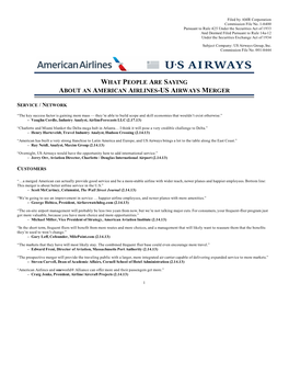 What People Are Saying About an American Airlines-Us Airways Merger