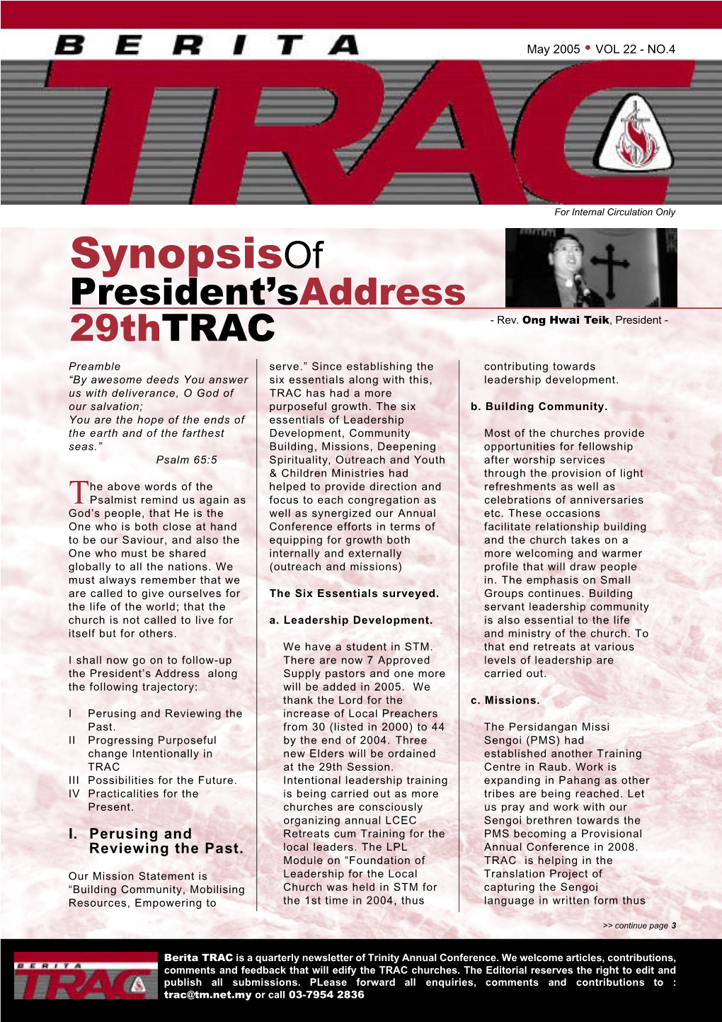 Synopsisof President’Saddress 29Thtrac - Rev