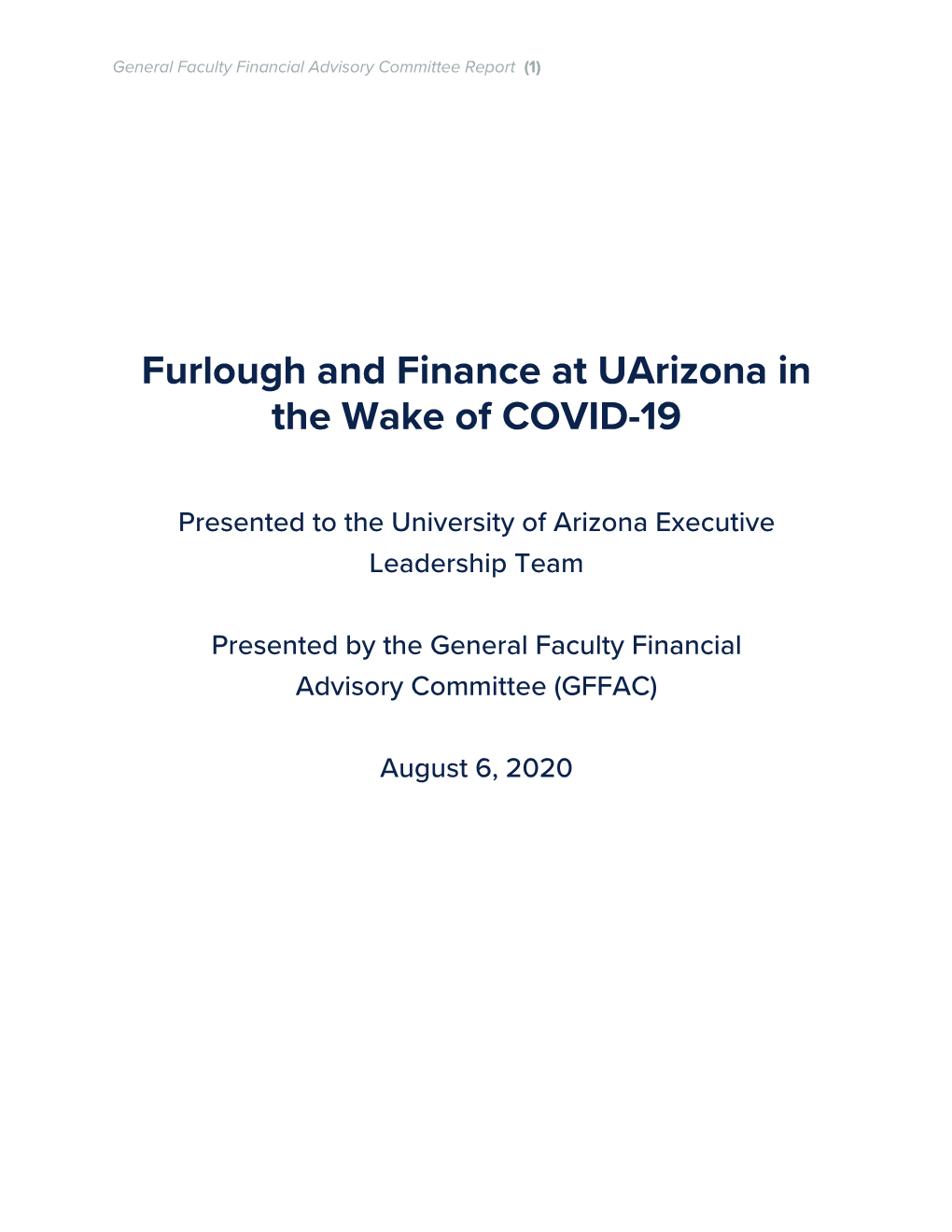 Furlough and Finance at Uarizona in the Wake of COVID-19