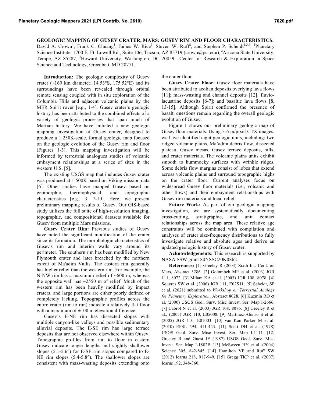 Geologic Mapping of Gusev Crater, Mars: Gusev Rim and Floor Characteristics