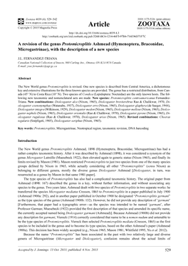 A Revision of the Genus Protomicroplitis Ashmead (Hymenoptera, Braconidae, Microgastrinae), with the Description of a New Species