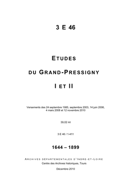 Etude Du Grand-Pressigny I
