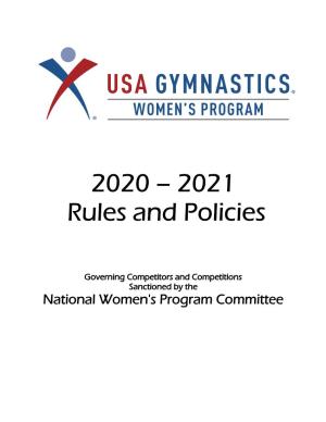 2020 – 2021 Rules and Policies