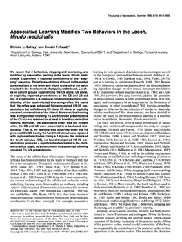 Associative Learning Modifies Two Behaviors in the Leech, Hirudo Medicinalis