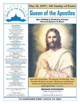 6Th Sunday of Easter Queen of the Apostles