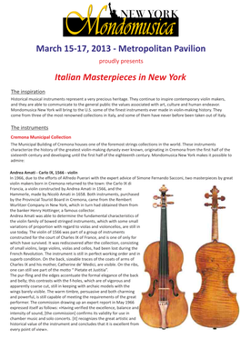 Metropolitan Pavilion Proudly Presents Italian Masterpieces in New York