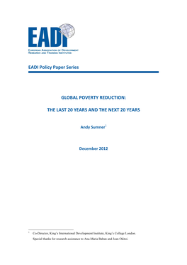 EADI Policy Paper Series GLOBAL POVERTY REDUCTION: the LAST