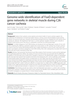 Genome-Wide Identification of Foxo-Dependent Gene Networks In