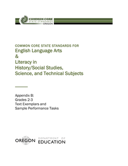 COMMON CORE STATE STANDARDS for English Language Arts & Literacy in History/Social Studies, Science, and Technical Subjects