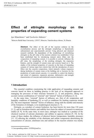 Effect of Ettringite Morphology on the Properties of Expanding Cement Systems
