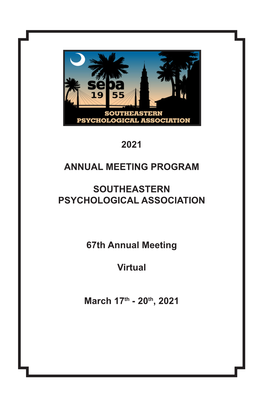 20Th, 2021 Annual Meeting Program Table of Contents