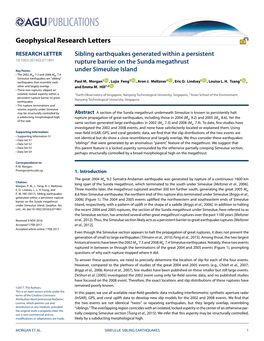Sibling Earthquakes Generated Within a Persistent Rupture Barrier on the Sunda Megathrust Under Simeulue Island