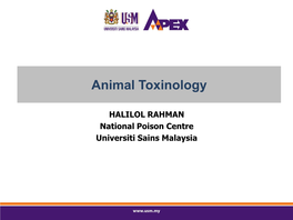 Animal Toxinology