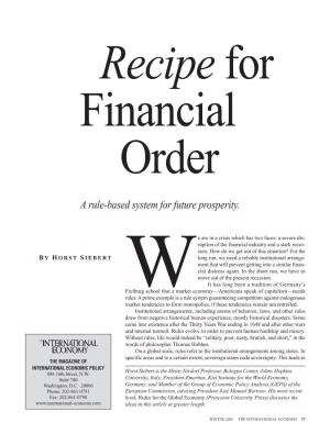 Recipe for Financial Order