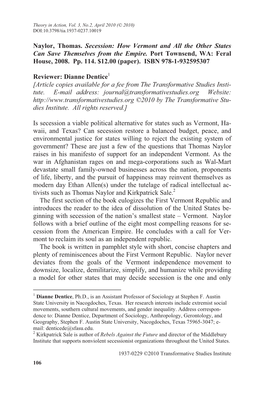 Naylor, Thomas. Secession: How Vermont and All the Other States Can Save Themselves from the Empire