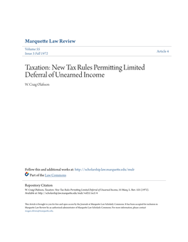 Taxation: New Tax Rules Permitting Limited Deferral of Unearned Income W