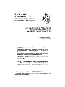 Cuadernos De Historia 24 Departamento De Ciencias Históricas Universidad De Chile Marzo 2005: 31-65