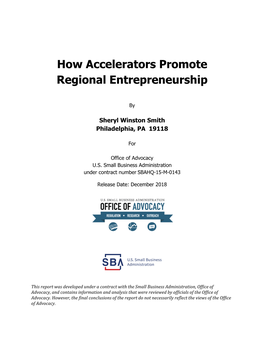 How Accelerators Promote Regional Entrepreneurship
