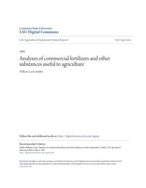 Analyses of Commercial Fertilizers and Other Substances Useful to Agriculture William Carter Stubbs