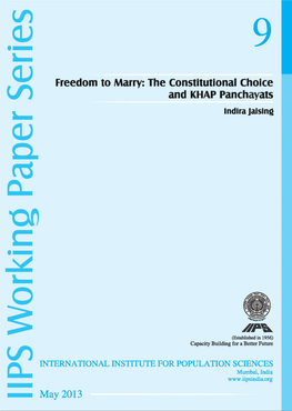 Freedom to Marry: the Constitutional Choice and KHAP Panchayats