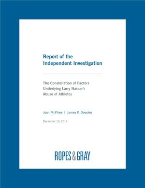 Report of the Independent Investigation