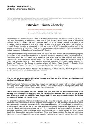 Noam Chomsky Written by E-International Relations