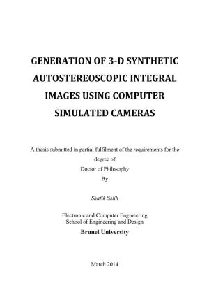Generation of 3-D Synthetic Autostereoscopic Integral Images Using Computer Simulated Cameras