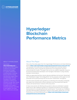 Hyperledger Blockchain Performance Metrics