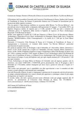 Comune Di Castelleone Di Suasa Provincia Di Ancona