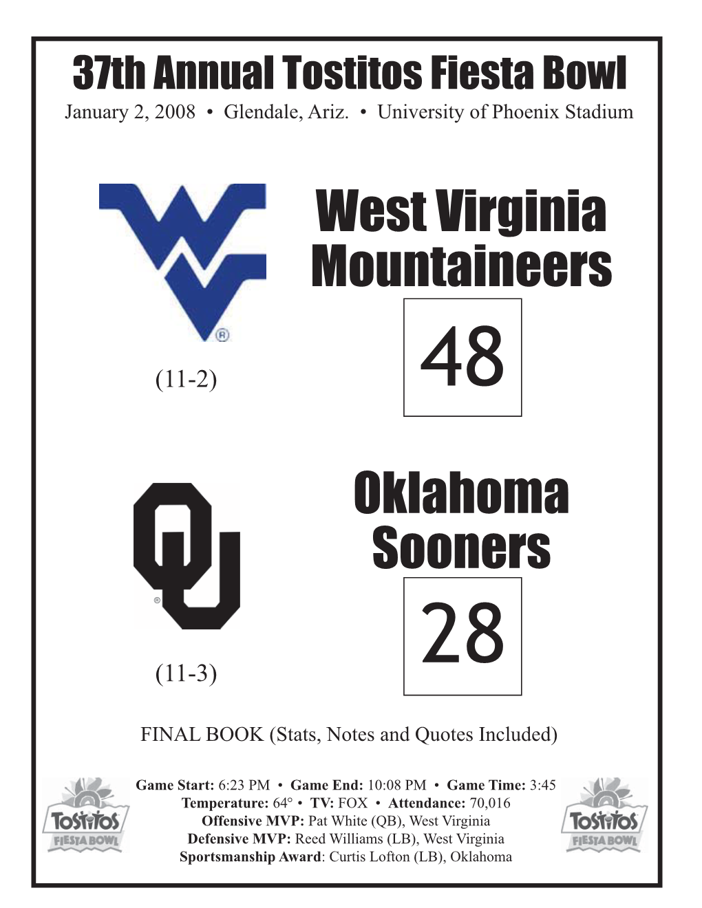 Oklahoma Sooners West Virginia Mountaineers