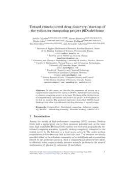 Toward Crowdsourced Drug Discovery: Start-Up of the Volunteer Computing Project Sidock@Home