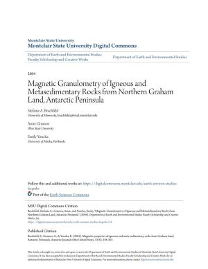 Magnetic Granulometry of Igneous and Metasedimentary Rocks from Northern Graham Land, Antarctic Peninsula Stefanie A