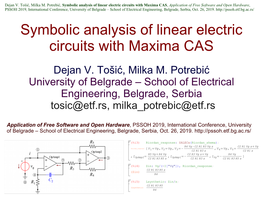 Symbolic Analysis of Linear Electric Circuits with Maxima