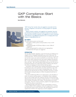 GXP Compliance–Start with the Basics