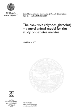 The Bank Vole (Myodes Glareolus)