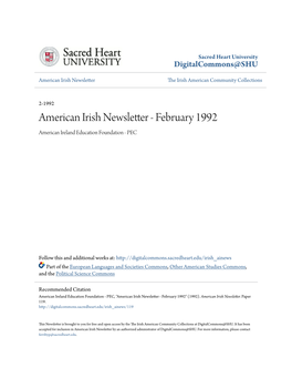 American Irish Newsletter the Ri Ish American Community Collections