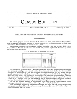 Bulletin 54. Population of Wisconsin by Counties and Minor Civil Divisions