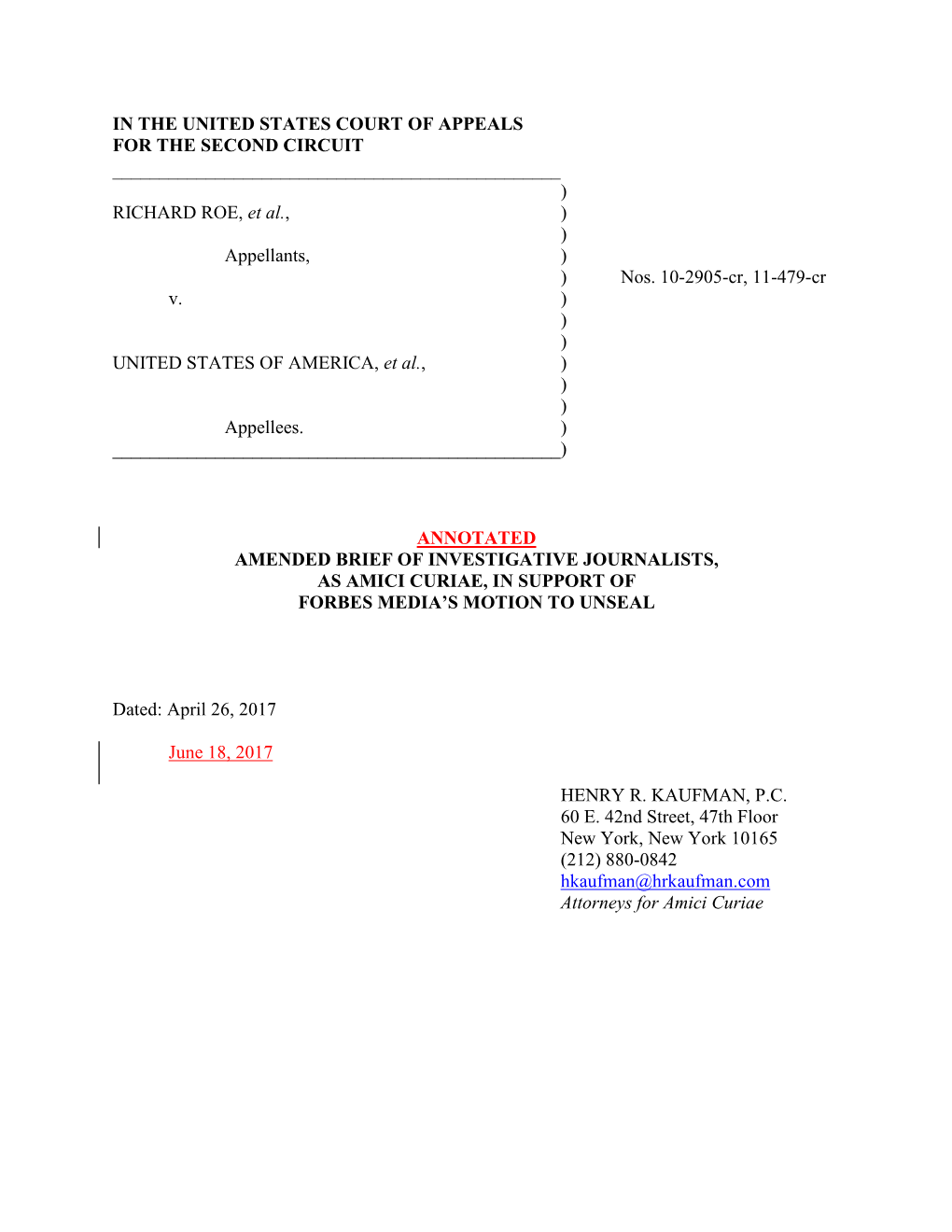 RICHARD ROE, Et Al., ) ) Appellants, ) ) Nos