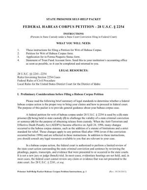 Federal Habeas Corpus Petition - 28 U.S.C