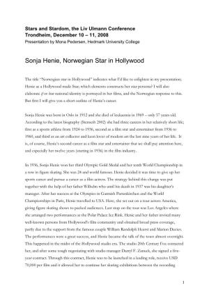 Sonja Henie, Norwegian Star in Hollywood