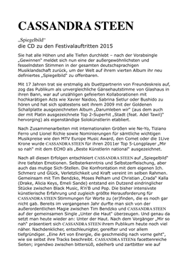 CASSANDRA STEEN „Spiegelbild“ Die CD Zu Den Festivalauftritten 2015