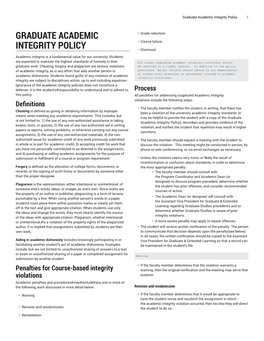 Graduate Academic Integrity Policy 1