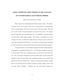 Using Communication Theory in the Analysis of Controversial Gettysburg Orders