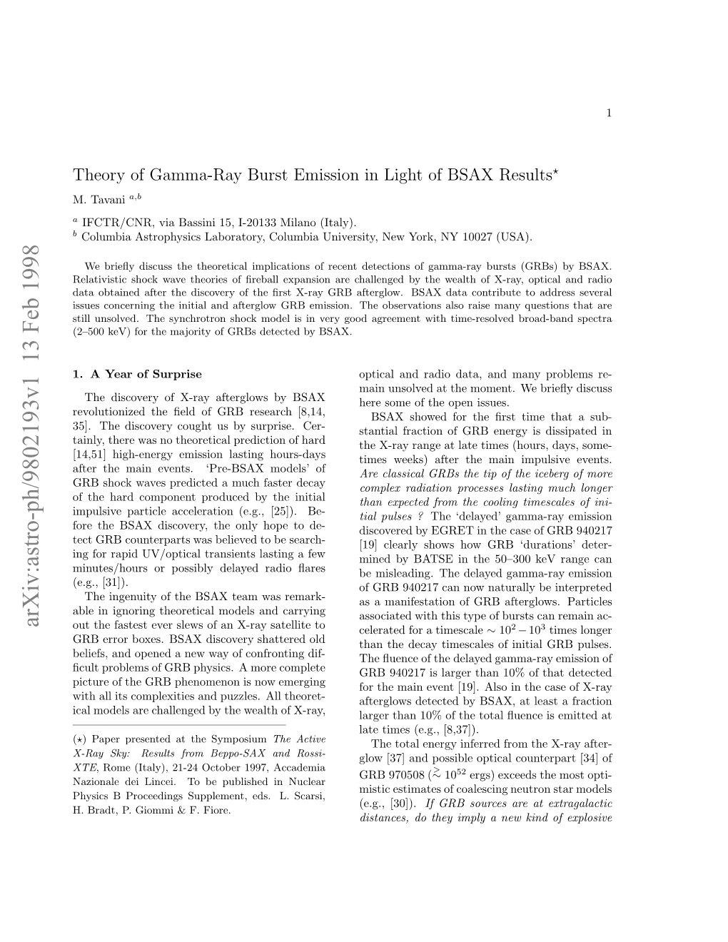 Theory of Gamma-Ray Burst Emission in Light of BSAX Results